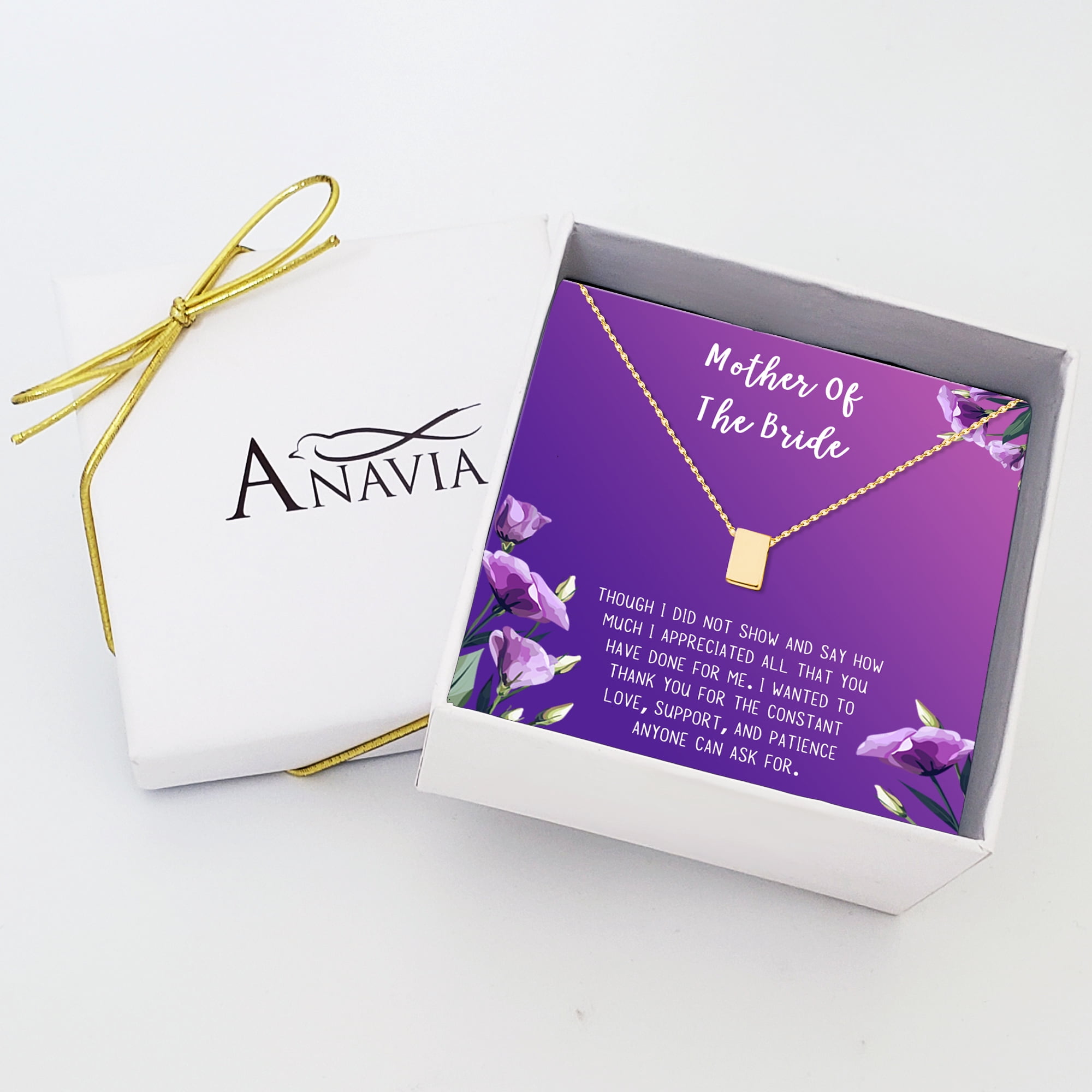 Mother of the Bride Mother's Day Gift, Jewelry Gift for Mother in Law, Necklace and Card Gift Set, Gift for Mom, Gift for Her, Jewelry for Mom, Thank you Gift [Gold Cube,Purple Gradient]