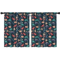 Blackout Kids Curtains,DarkBlue Colorful Dinosaurs Pattern Childrens Insulated Curtains Set Of 2,Bedroom Essentials,Toddler Room Decor 42"x54"