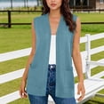 thumbnail image 2 of Summer Cardigans for Women with Pockets Sleeveless Dressy Casual Lightweight Casual Open Front Outerwear Vest (2XL, Blue), 2 of 8