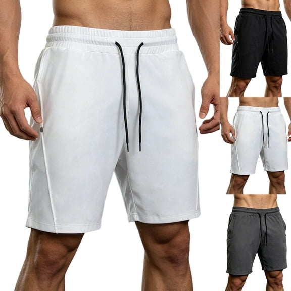 IhhxPro Men's Running Shorts Workout with Elastic Waist and Button Detail Quick-Dry Athletic Lightweight Breathable Loose Fit for Gym Jogging Summer M-3XL