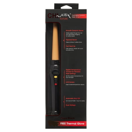 CHI Air Tourmaline Ceramic 1/2 - 1" Hair Curling Styler Wand, Onyx Black