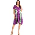 thumbnail image 5 of Sakkas Sirena Women's Short Sleeve Loose Plain Midi Casual Scoop Neck Flared Dress - Purple/green - One Size, 5 of 5