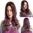 thumbnail image 5 of UTOURS Novel Gradient Purple Long Curly Woman Wig Simulation Hair Wigs + Free Wig Cap, 5 of 5
