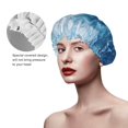 thumbnail image 2 of Kdxio Abstract Ocean Waves Print Shower Cap for Women,Elastic and Reusable,Double Waterproof Layers Bathing Hat, 2 of 6