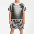 thumbnail image 5 of ITSAME Boys Summer Outfits Striped Short Sleeve Top and Shorts 2-Piece Kids Loose Casual Set Coffee Size 5T, 5 of 6