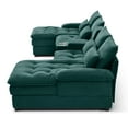 thumbnail image 4 of 130" U-Shaped Sofa with Console, Cupholders, 6-Seat Upholstered Primary Living Space Furniture,Sleeper Couch Set with Chaise for Living Room,Apartment (Green), 4 of 11