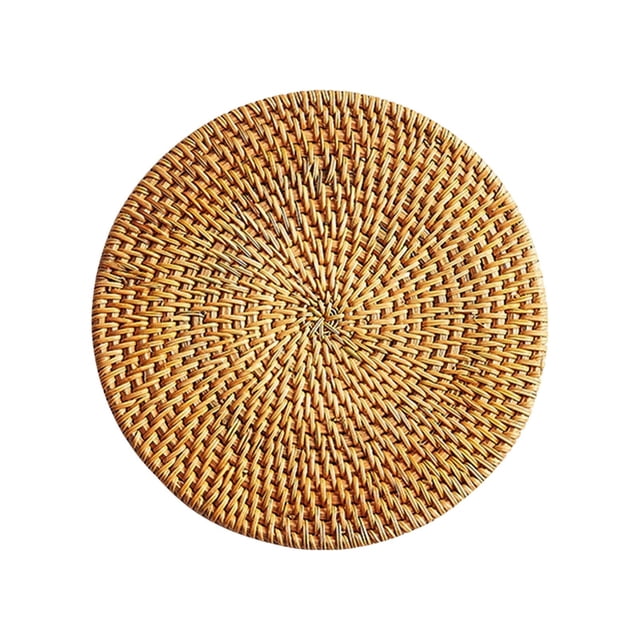 zhangmingg Hand Woven Rattan Placemats Set Heat Insulating Protectors for Hot Dishes and Drinks Kitchen Dining Table