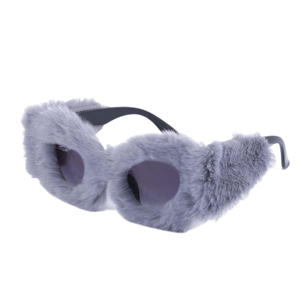 Gafas de sol de felpa con forma de ojo de gato para mujer, modernas y cómodas, de estilo punk. Gris