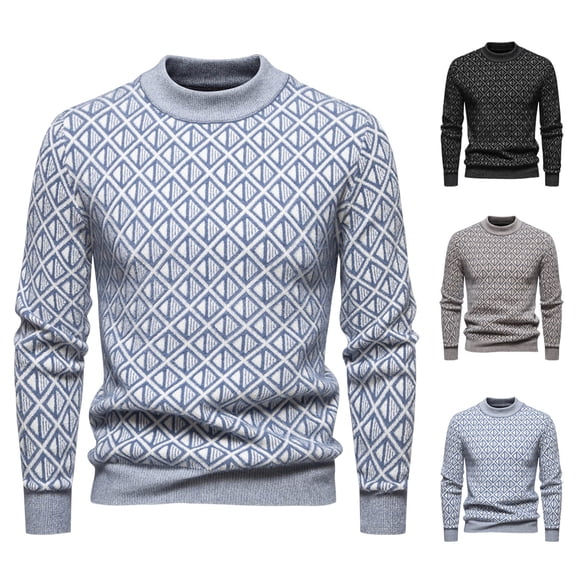 Miluxas Men's Crewneck Sweater Soft Casual Sweaters for Men Classic Pullover Sweaters with Ribbing Edge Light Blue