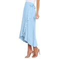 thumbnail image 3 of Womens One-Piece Wrap Tie Waist Solid Color Irregular Hem Chiffon Midi Skirt Elegant Flowy Blue M, 3 of 8