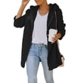 thumbnail image 6 of IROINNID Women's Comfy Mid-Length Hoodie Coat Solid Color Zip Up Long Sleeve Outwear, Black, 6 of 9