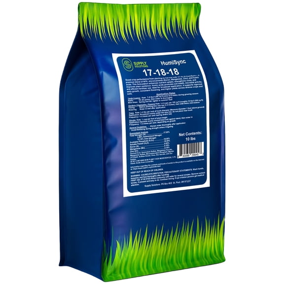 Supply Solutions | 17-18-18 HumiSync Plant Food Powder | Balanced NPK Fertilizer with Humic Acid for Lawn, Garden, Vegetables, Flowers, Trees & Shrubs - All Purpose Garden Fertilizer - 10lbs