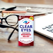 (2 pack) Clear Eyes Maximum Red Eye Relief Lubricant Eye Drops, Daily Use, 0.5 fl oz