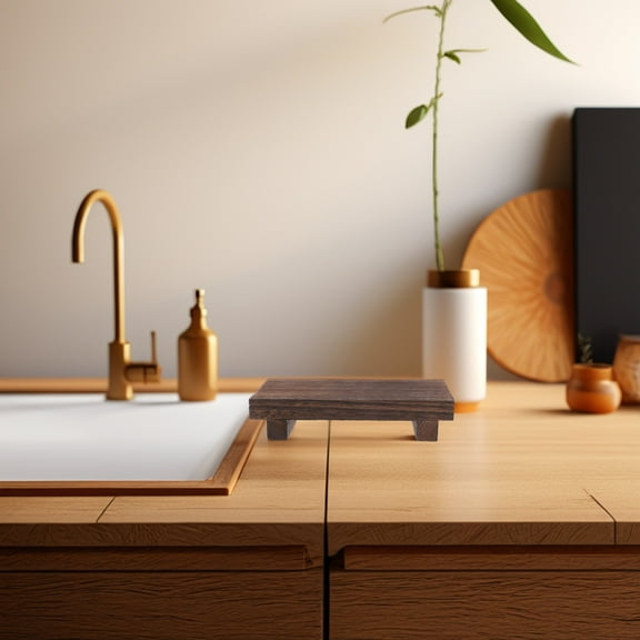 FONWILYO 1Pcs Coffee Wooden Pedestal Stand Small Plant Stand Organizer For Bathroom Counter 19.00X9.00X4.00In