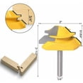 thumbnail image 2 of 45 Degree Lock Miter Router Bit Set, High Hardness YG6 Carbide Alloy Steel Blades For Seamless Woodworking, Heat Treated For Longevity In Furniture Crafting And Cabinetry (3-Piece), 2 of 5
