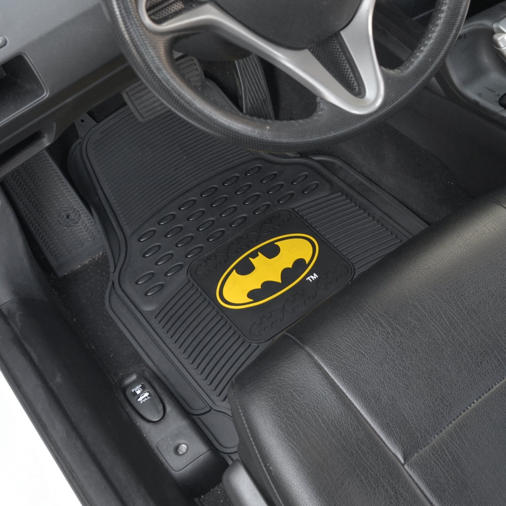 DC Comics - Batman Car Floor Mats 3pc Set - Logo on Heavy Duty Rubber, Fits Most Cars Trucks Van SUVs