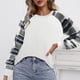 thumbnail image 4 of Casual Cuello Redondo Túnica Top Suelto Mujer Raglan Manga Larga Blusa Camisas para Uso Diario Blanco S, 4 of 6