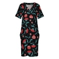 thumbnail image 4 of Vestido holgado con bolsillos en color granada negra, vestidos de noche para mujer, vestidos de cumpleaños para mujer, 4 of 7