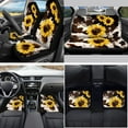 thumbnail image 2 of Yuyamidu 15 PCS Brown Cow Print Car Seat Covers Full Set Sunflower Car Floor Mats Steering Wheel Cover Seat Belt Strap Pads Coasters Auto Handbrake Cover Set, 2 of 6