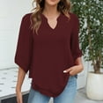 thumbnail image 2 of HAPIMO Rollbacks Womens Summer Tops Boho Print Chiffon Casual Comfy Pullover Tops Teen Grils Fashion Clothes V-Neck Tee Shirt Short Sleeve Shirts for Women Red XXL, 2 of 8