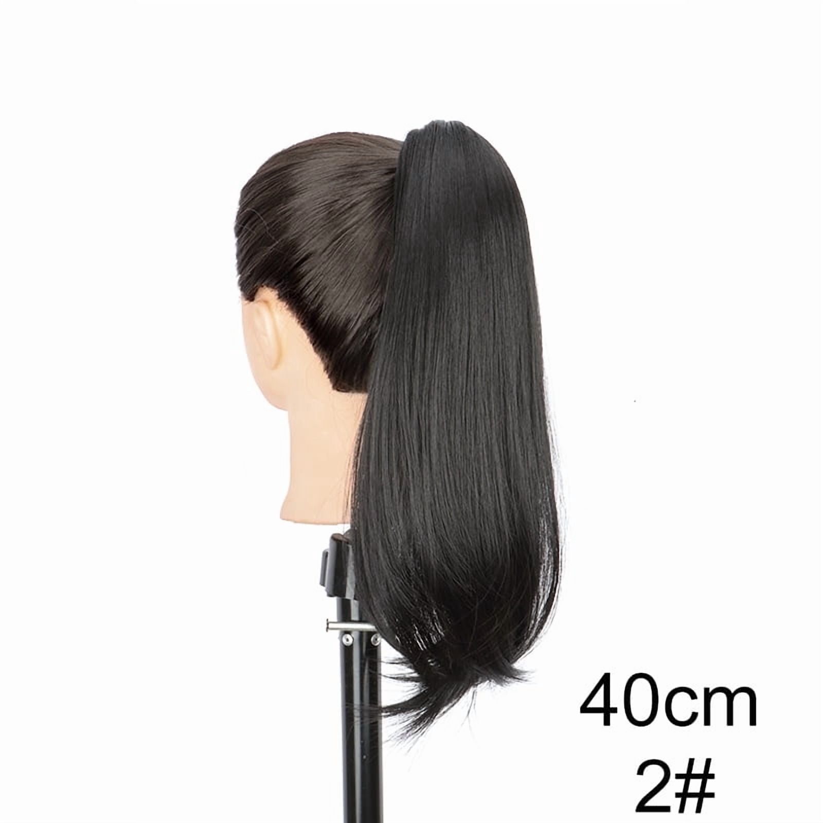 Synthetic 16Inch/20Inch Long Straight Grab Clip In Ponytail Hair Extensions Black Hairpiece for Women Hair Accessories