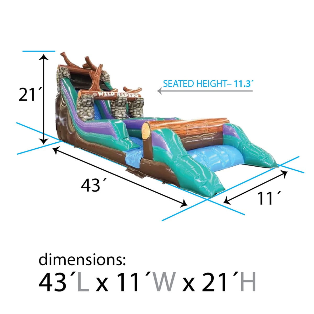 TentandTable Wild Rapids Inflatable Water Slide with Blower, 21'