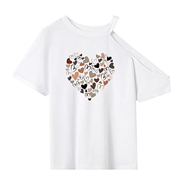 Camiseta de verano para mujer, camiseta suave y transpirable con cuello redondo para uso diario y caminar L