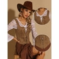 thumbnail image 2 of Renaissance Corset for Women's Faux Suede Vintage Sleeveless Lace Up Waistcoat Vests L Brown, 2 of 6