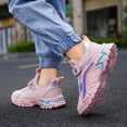 thumbnail image 4 of HTHLVMD Kids Girls Sneakers, Colorblock Running Shoes, Hook and Loop Sneakers, Girls Sneakers Glitter Tennis Shoes Lightweight Non-Slip Running Walking Shoes for Toddler/Little Kid/Big Kid, Pink 8Y, 4 of 9