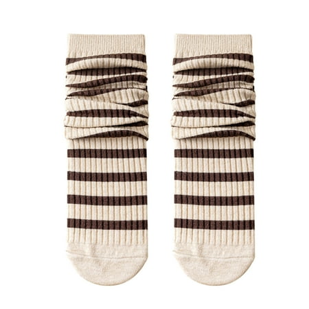 

Womens Socks 1 Pairs Women Striped Socks Mid Tube Autumn And Qinter All Long Tube Pure Cotton Pile Socks