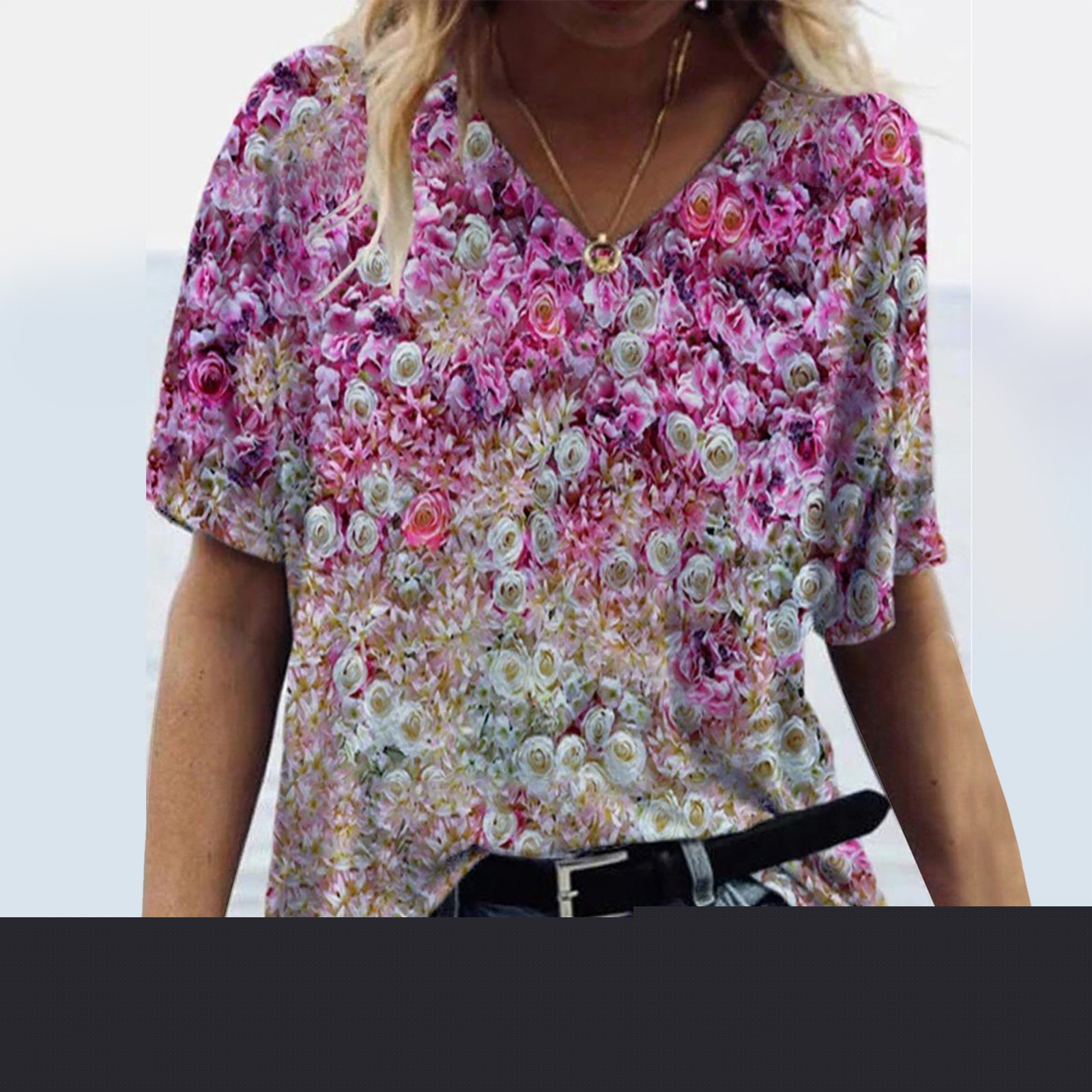 SMihono Hauts pour Femmes Été Décontracté Mode Féminine T-shirt Imprimé Manches Courtes Blouse Col Rond Hauts Décontractés T-shirt Oversize pour Femmes 2023
