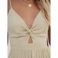 thumbnail image 4 of Vestido largo CUPSHE 2024 con cuello en V, sin mangas, corte torcido, beige, 4 of 5