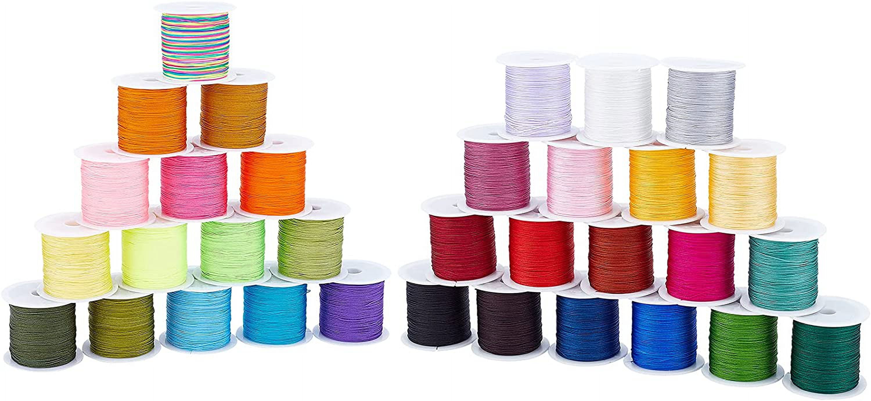 33 Colors Polyester Cord 0.3mm Round Beading String Knotting Wire for Chinese Knotting Kumihimo Beading Macramé Jewelry Making Sewing- 130 Yards/Roll colorful