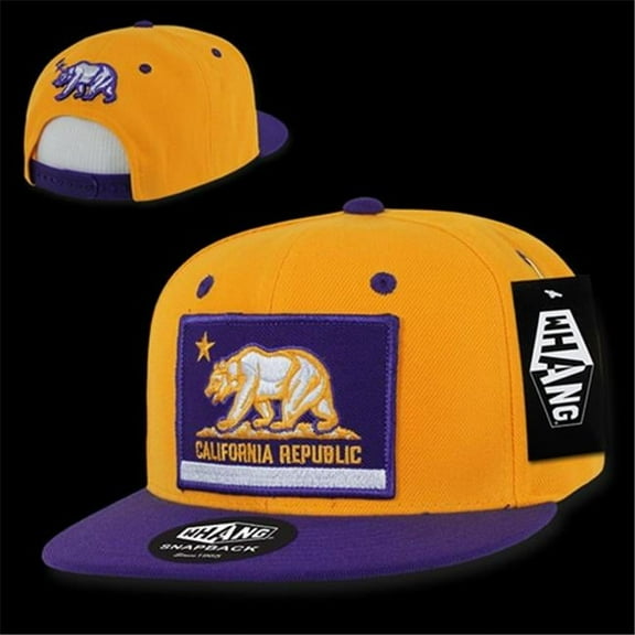 Decky W8-CR-GLDPUR California Flag Snapback Cap, Gold & Purple