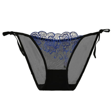 

Gaiseeis Women Thong Bragas Sexy Panties Thong Lace Word Pants Ladies Briefs Underwear Blue