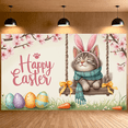 thumbnail image 6 of Pink Cherry Blossom Happy Easter Banner Bunny Ear Design Easter Backdrop Colorful Easter Eggs Themed Spring Easter Display for Easter Party Spring Celebration Photo Shoot, 6 of 9