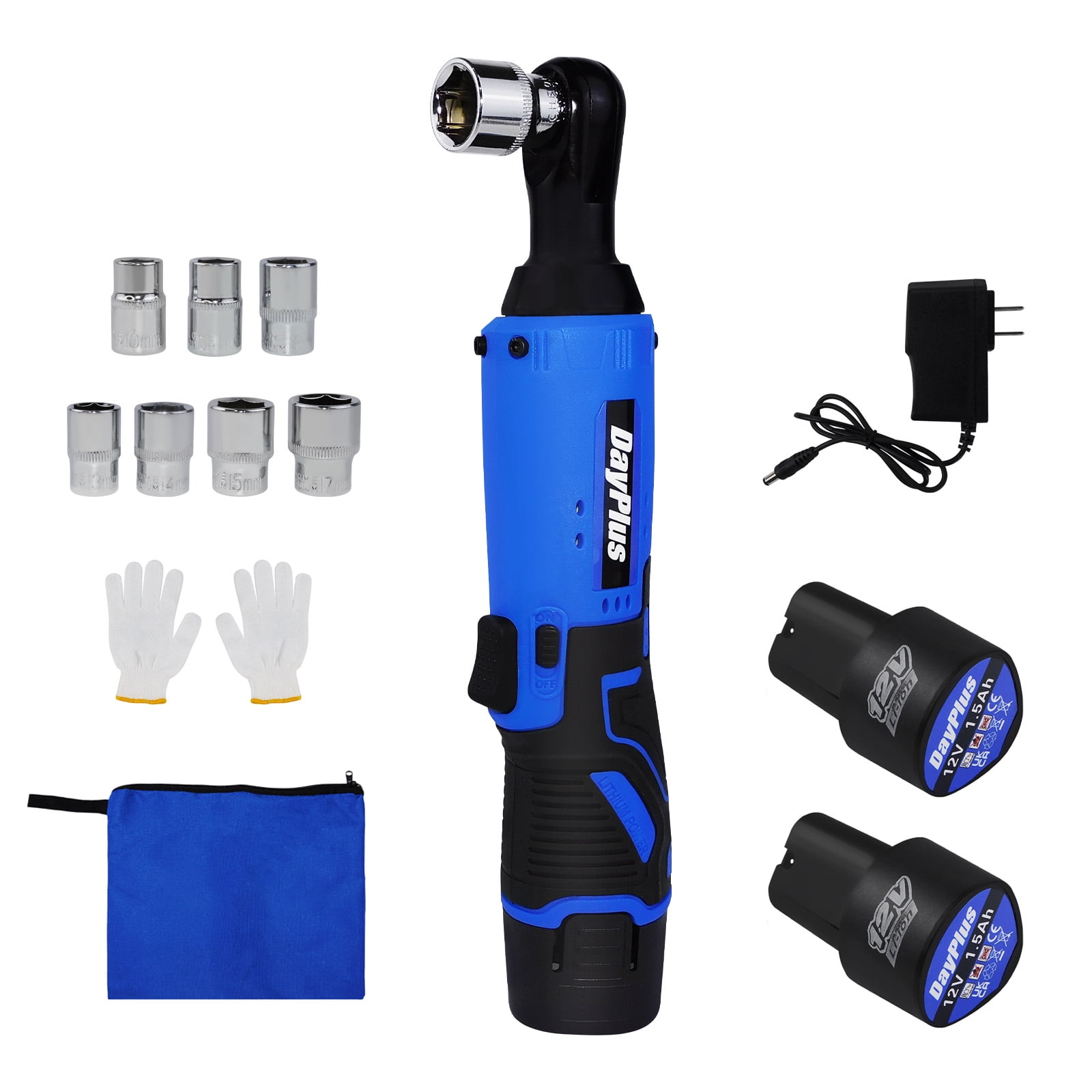 Cordless Ratchet Wrench 2pcs 1500mAh Battery, Lightweight 3/8 Inch Electric Ratchet Wrench 30Ft