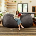 thumbnail image 2 of Jaxx 7 Foot Giant Bean Bag Sofa, Charcoal, 2 of 7