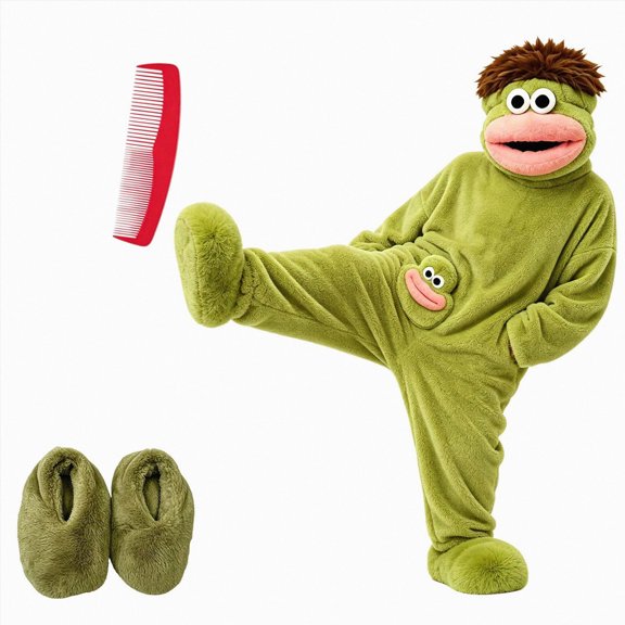 ZHANGDER Big Mouth Monster Onesie Silly Monster Onesie Plush Onesie Cozy Home Loungewear with Shoes, Comb