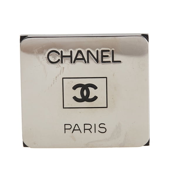 Pre-Owned Vintage Chanel Coco Mark Logo Square Brooch in Silver Metal for Women (Good)