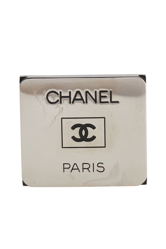 Pre-Owned Vintage Chanel Coco Mark Logo Square Brooch in Silver Metal for Women (Good)