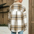 thumbnail image 5 of cocolona Womens Flannel Plaid Shirts Turn-down Collar Long Sleeve Casual Jacket Winter Fleece Warm Outwear Coats with Pockets, 5 of 6