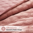 thumbnail image 5 of Moonlight20015 Velvet Bedspread Set Twin Size 2 Piece Comforter Embossed Geometric Pattern Quilt Soft 350GSM Lightweight Reversible Pink, 5 of 10