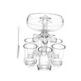 thumbnail image 4 of Dispensador de 6 vasos y dispensador de soporte, dispensador de cerveza de whisky transparente reutilizable para boda, vacaciones, casa, juegos de con cepillo de 6 tazas perfecl dispensador de vino, 4 of 8