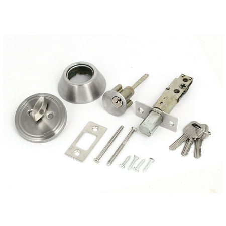 House Bedroom Door Metal Security Deadbolt Lock Sliver Tone W Keys