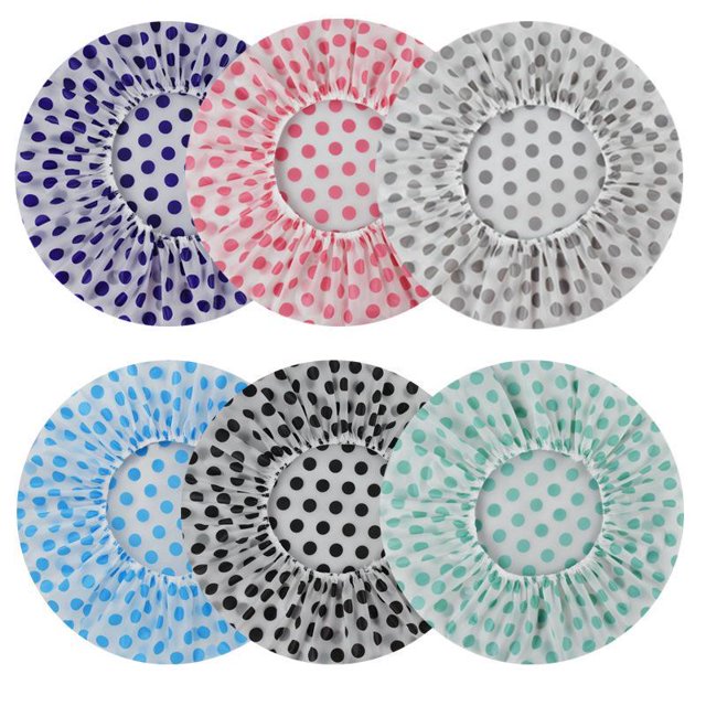 6 gorro de ducha Gorro de baño elástico Gorro reutilizable con bandas elásticas para mujeres Niñas Ducha SPA Salón 6 PCS Rosa Púrpura Verde Azul Negro Gris