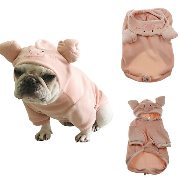 Visland Cat Dog Hoodie Costume, Cute Funny Pig Shape Soft Thicken Plush Winter Warm Pet Coat Clothes for Puppy Party Festival Cosplay Daily Wear