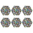 thumbnail image 2 of Pofeuu Colored Glass Print Leather Coasters Set of 6, Round Cups Mugs Mat Pad for Home Kitchen Heat Resistant Drink Coasters,Hexagon, 2 of 7