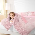 thumbnail image 3 of Manfei Girls Pink Bow Letter Monogrammed L Queen Comforter Set 3pcs,Kids Teens Gradient Glitter Print Splash Bedding Comforter Set,Pink Reversible,Lightweight Room Decor, 3 of 6