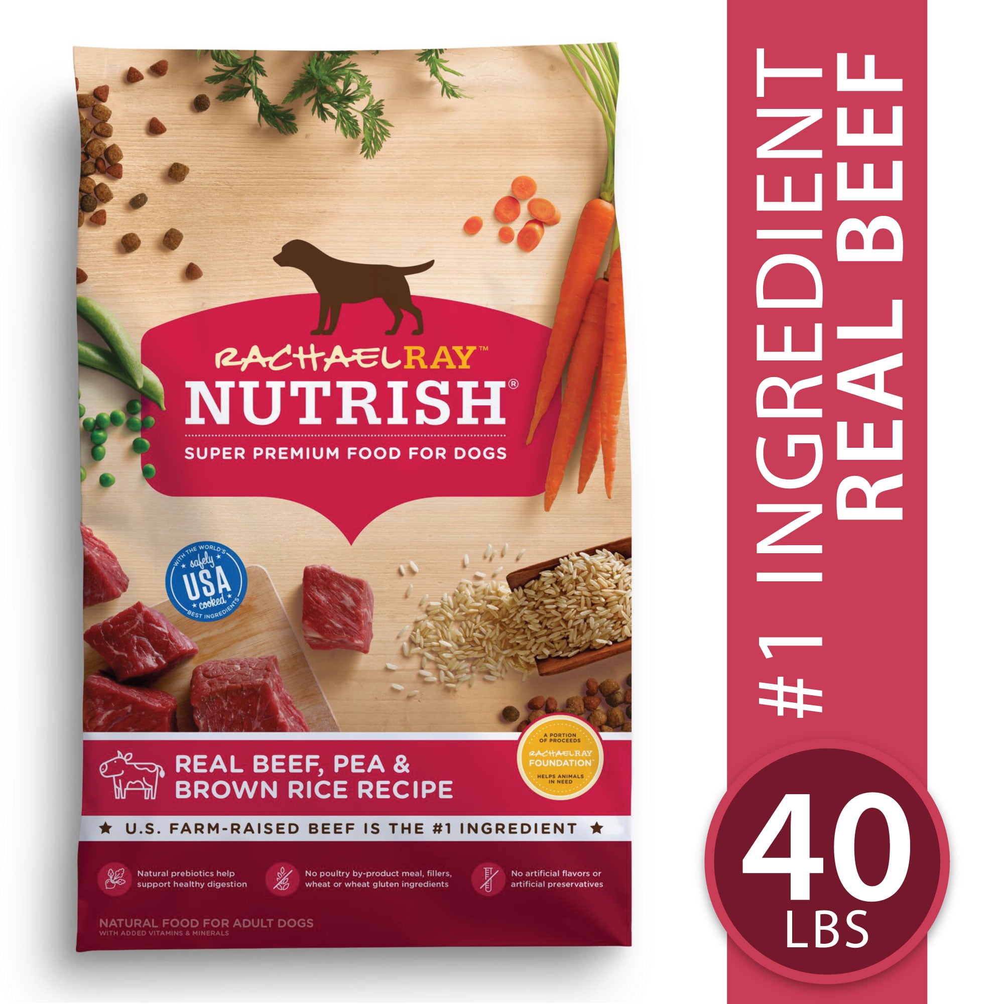 Rachael Ray Nutrish Natural Premium Dry Dog Food, Real Beef, Pea